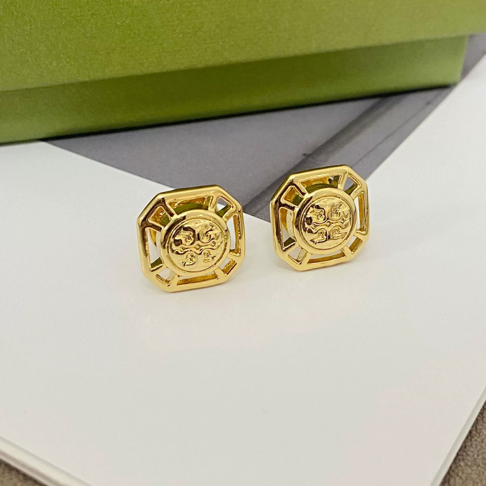 Tory Burch Gold Plated Geometric Hollow Earrings